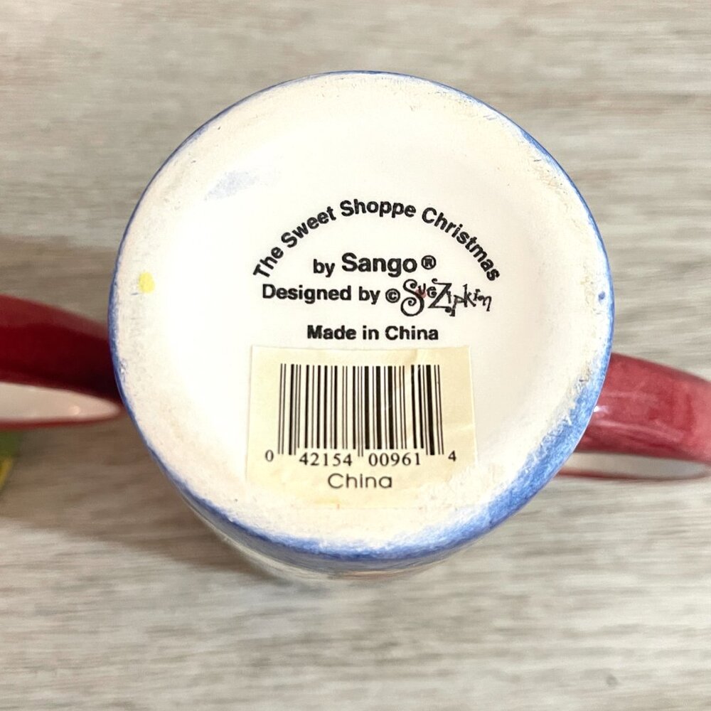 The Sweet Shoppe Christmas Mugs Cups Set of 2 Tall Holiday Snowman Sango - Picture 9 of 9